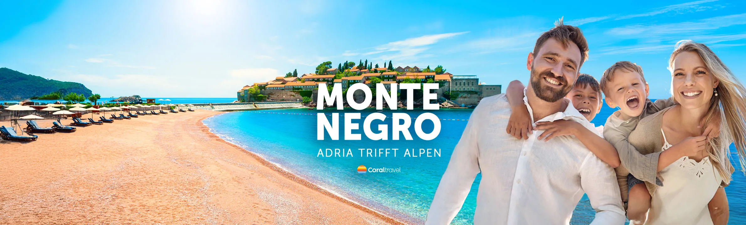 Montenegro Banner mit Familie im Vordergrund