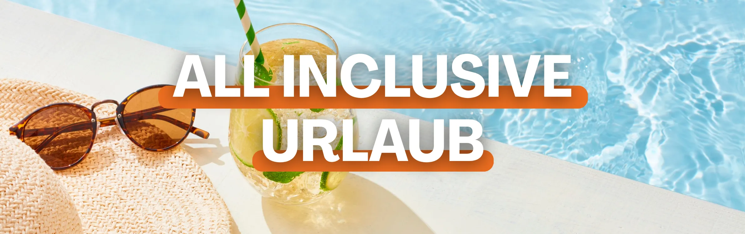Sonnebrille und Cocktail am Pool