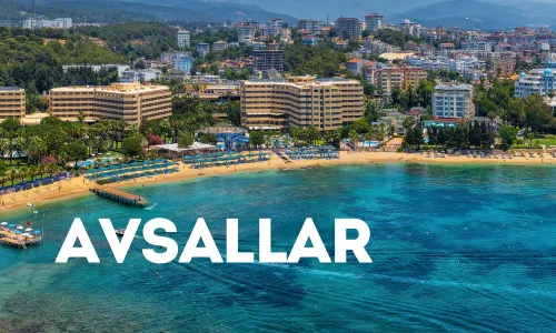 Strand von Avsallar mit Hotels