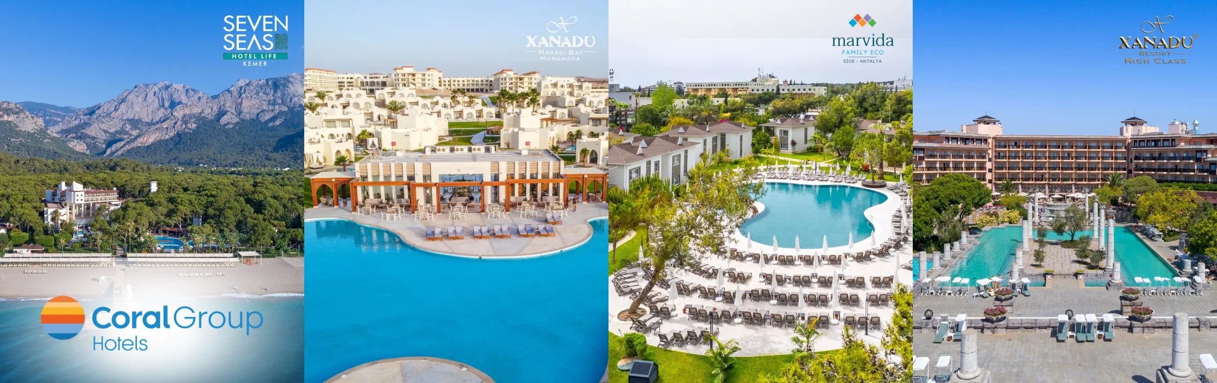 Grafik mit drei verschiedenen Hotels in der Türkei