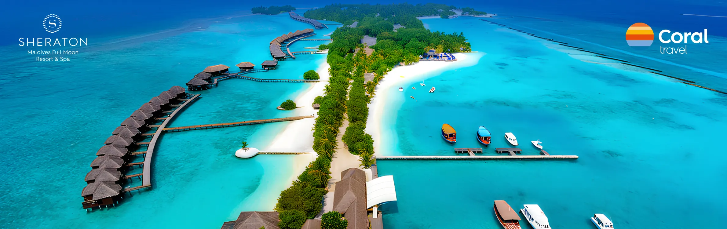 Sheraton Maldives Hotel von oben gesehen